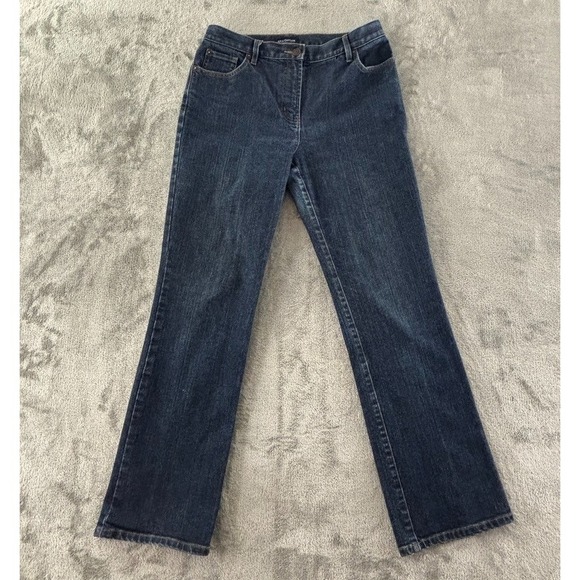 Ann Taylor Straight Leg Jeans Womens 6 Dark Wash Stretch Mid-Rise 30.5" Inseam - Picture 1 of 7